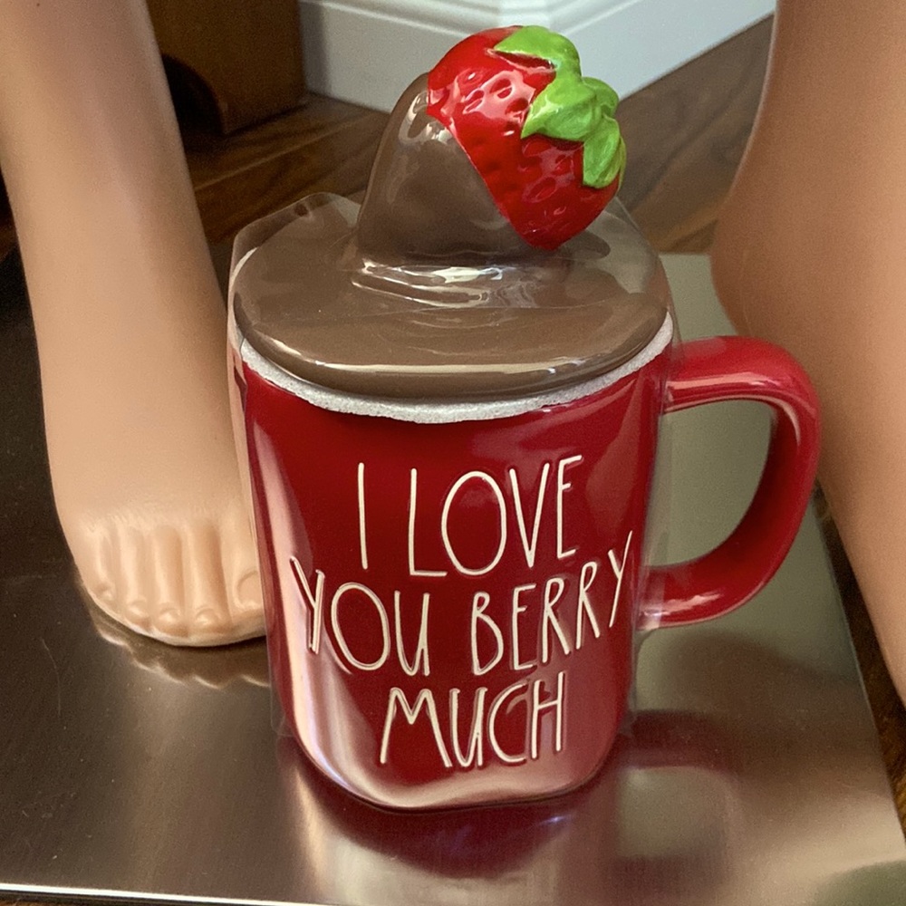Rae Dunn love you berry much mug with topper